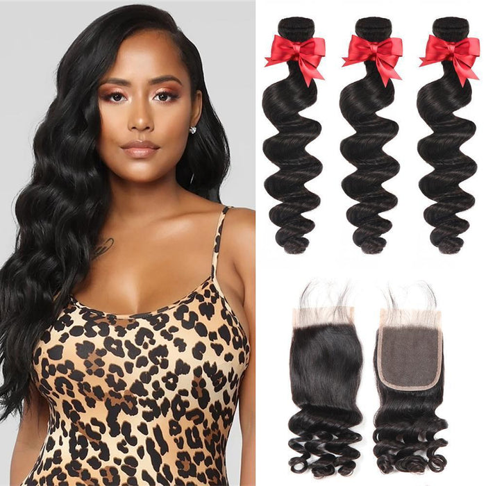 3 Bundles Loose Wave With 5x5 Lace Closure