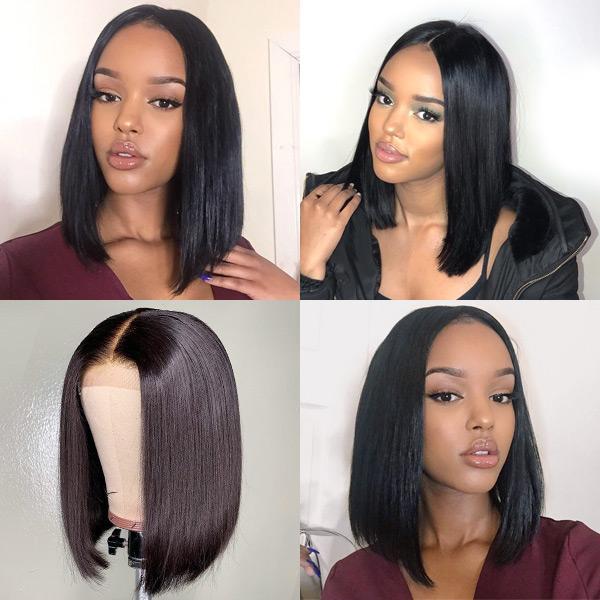 Short Wigs Straight Bob Wigs T Part Lace Wigs