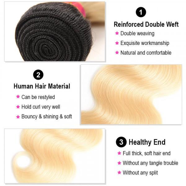 4PC Body Wave 1b/613 Color Best Human Hair Bundles