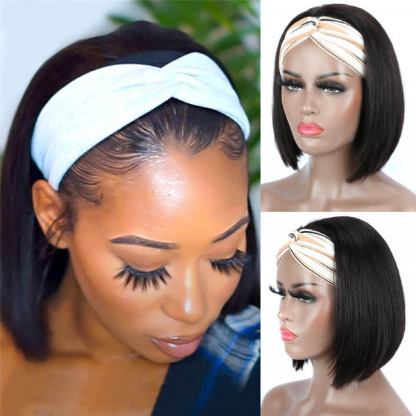 Pay 1 Get 3 Human Hair Headband Bob Wigs With Headbands Attached