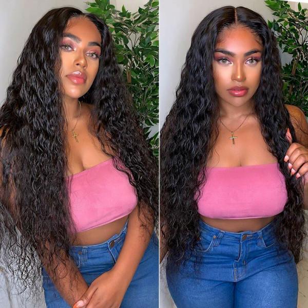 Water Wave 5x5 Lace Closure Human Hair Wigs