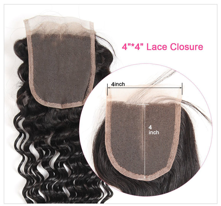 Deep Wave 4*4 Lace Closure Hair