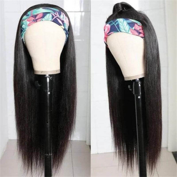 2 For 1 Water Wave And Straight Human Hair Headband Wigs