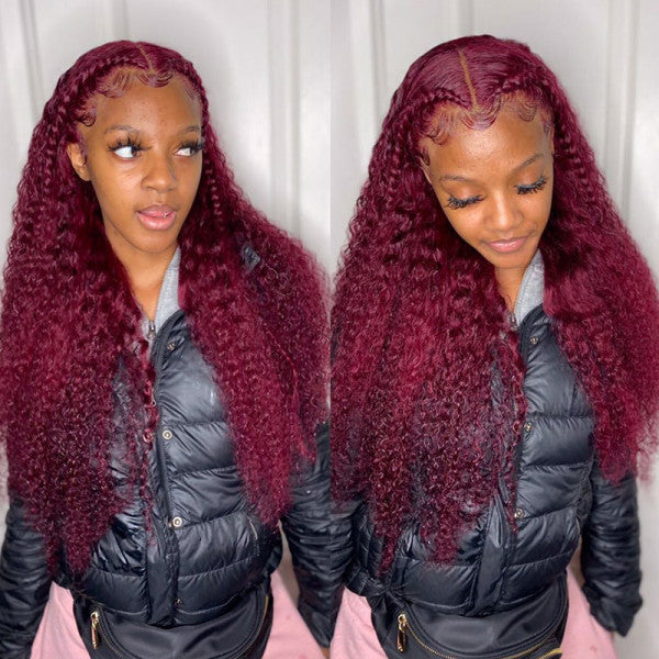 99J Hair Color 13x4 Lace Front Wig Burgundy Wig Colored Human Hair Wigs