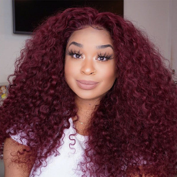 99J Hair Color 13x4 Lace Front Wig Burgundy Wig Colored Human Hair Wigs