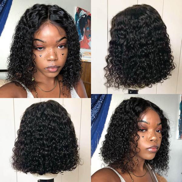 Short Wigs Water Wave Bob Lace Wigs Quality Human Hair Wigs