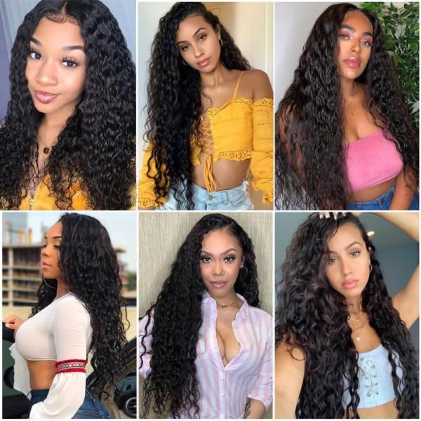 Water Wave 5x5 Lace Closure Human Hair Wigs