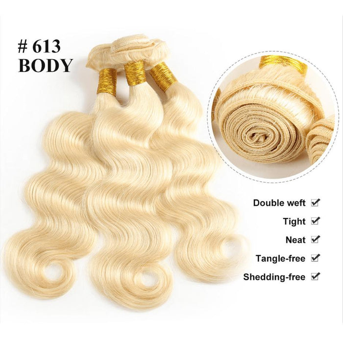 3PC Body Wave 613 Color Best Human Hair Bundles