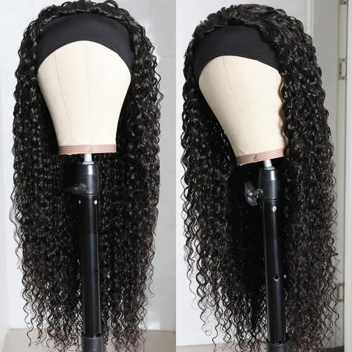 Headband Wig Natural Black Curly Glueless Wigs Fashion Half Wig