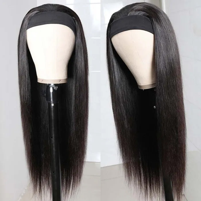 Headband Wig Natural Black Straight Glueless Wigs Fashion Half Wig