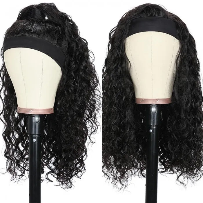 Headband Wig Natural Black Water Wave Glueless Wigs Fashion Half Wig