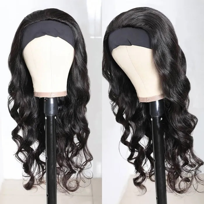 Headband Wig Natural Black Body Wave Glueless Wigs Fashion Half Wig