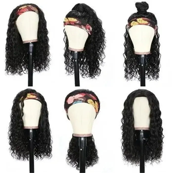 Headband Wig Natural Black Water Wave Glueless Wigs Fashion Half Wig